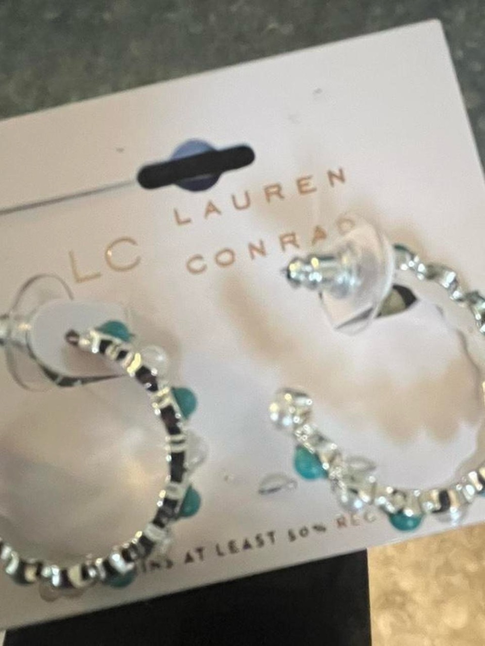 Kohl's Silver Hoop Earrings with Teal Accents​